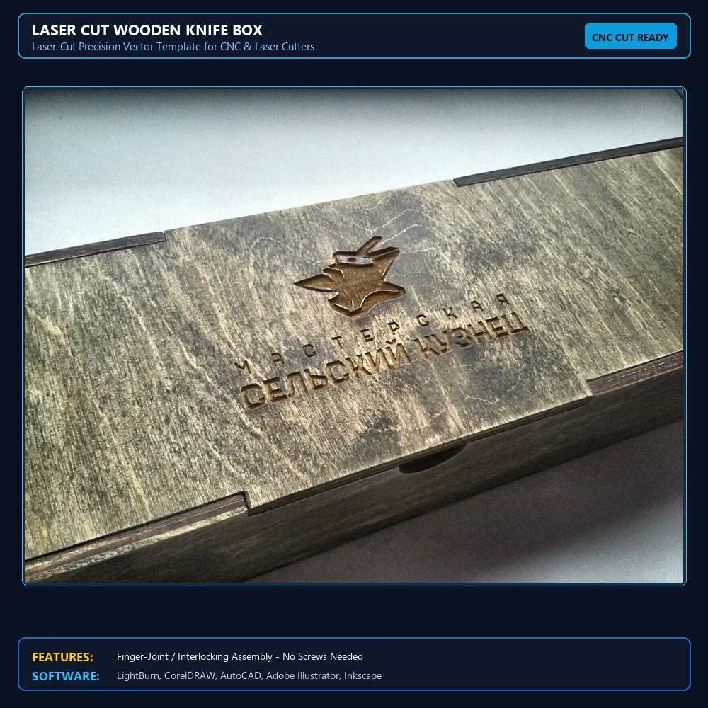 Laser Cut Wooden Knife Box View 3
