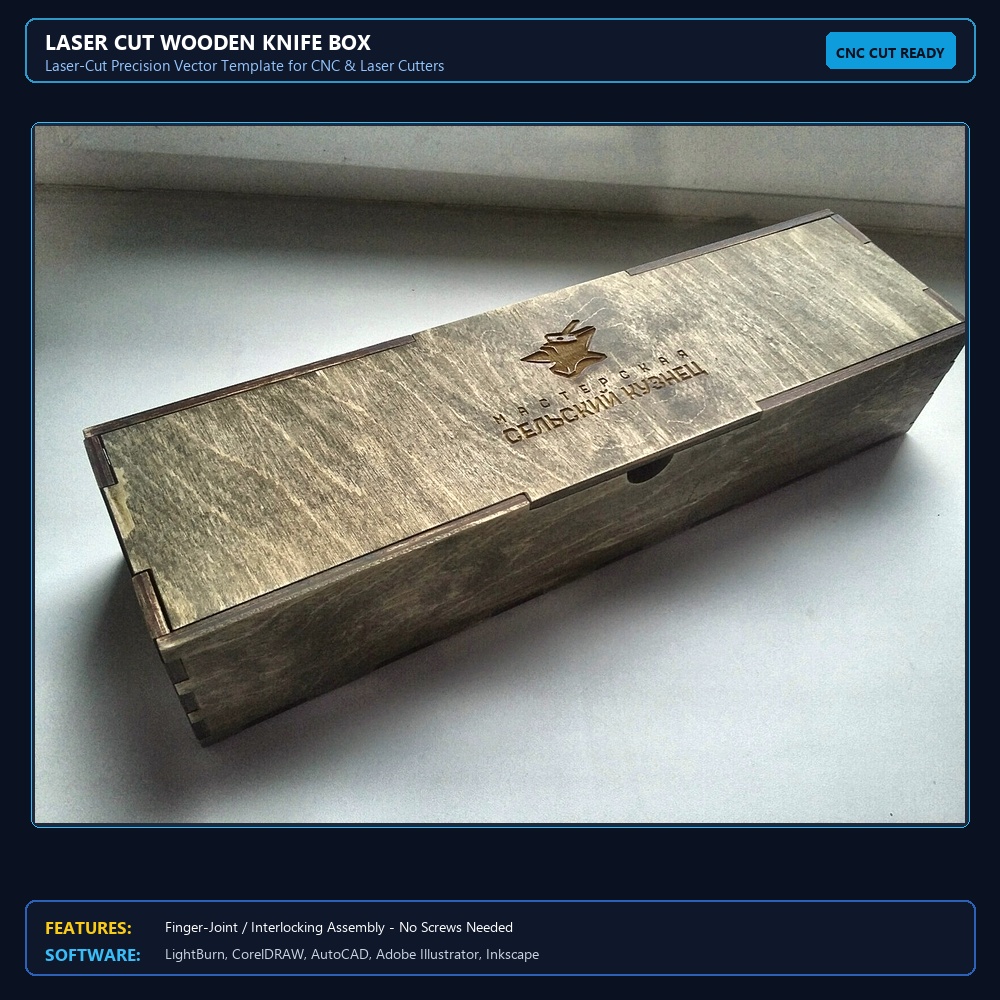 Laser Cut Wooden Knife Box View 4
