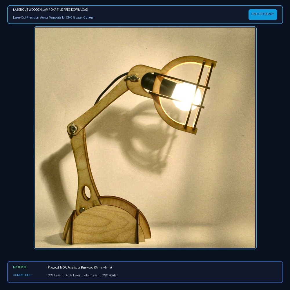 Laser Cut Wooden Lamp DXF File Free Download - 3axis.co View 2