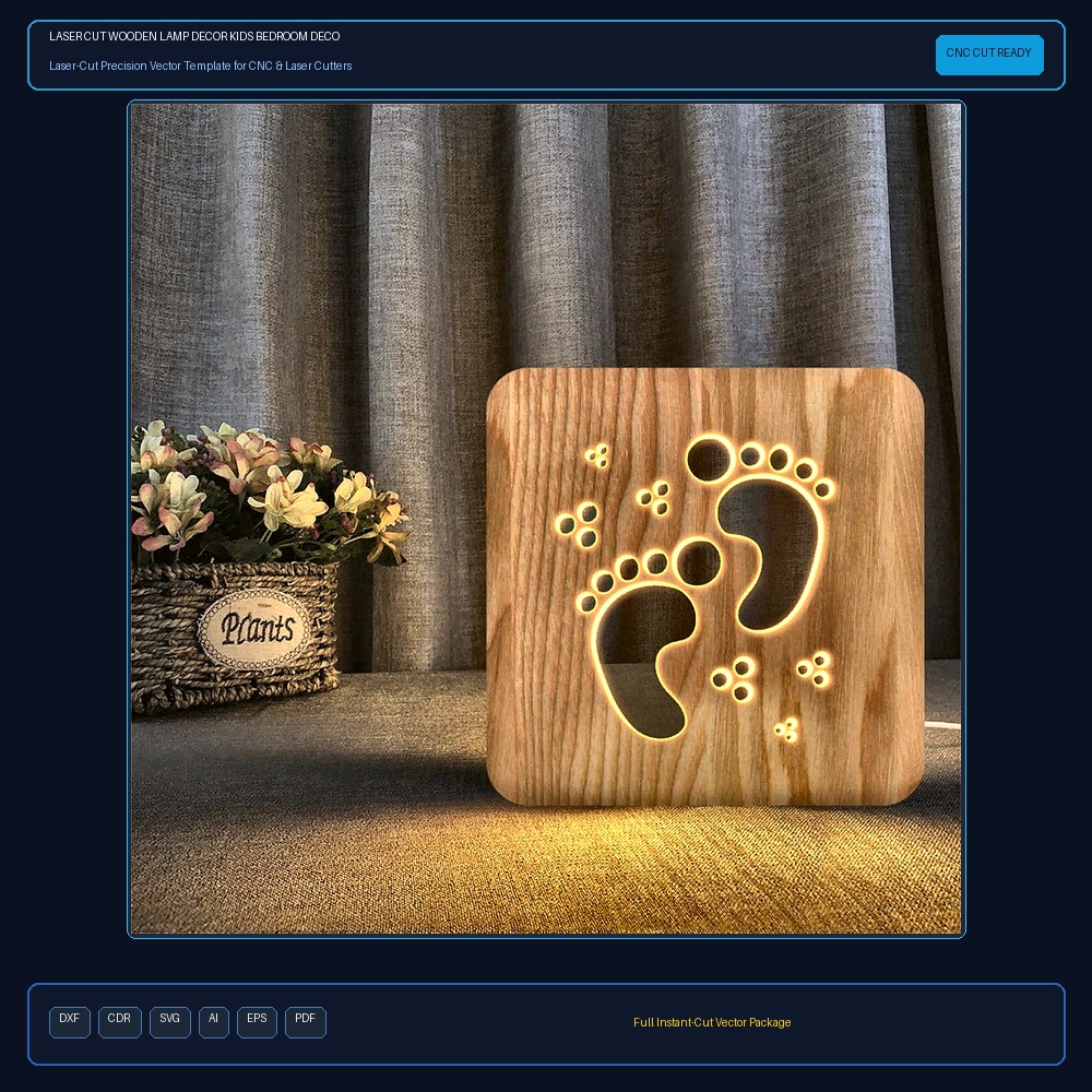 Laser Cut Wooden Lamp Decor Kids Bedroom Decorate Light DXF File Free Download - 3axis.co
