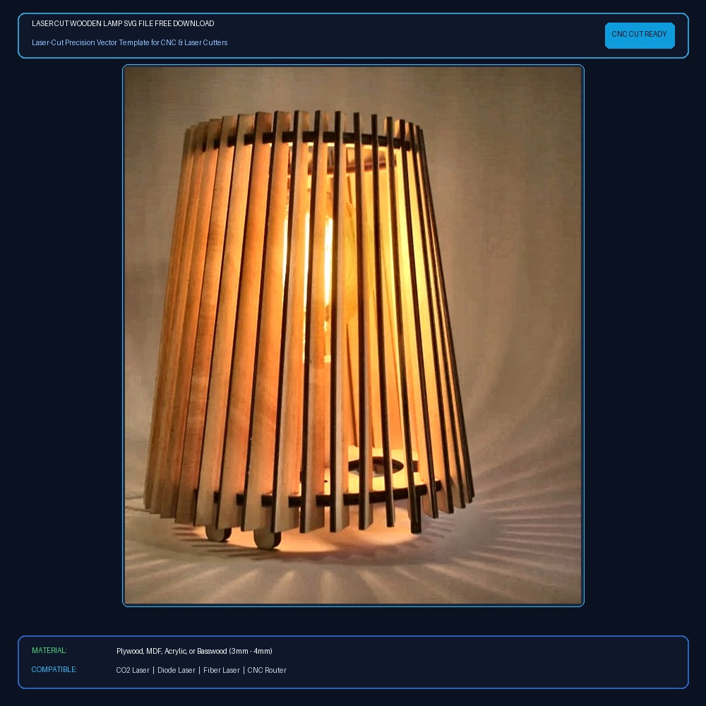 Laser Cut Wooden Lamp SVG File Free Download - 3axis.co View 2