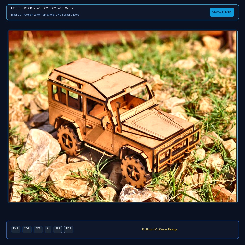 Laser Cut Wooden Land Rover Toy, Land Rover 4×4 Jeep 3D Puzzle