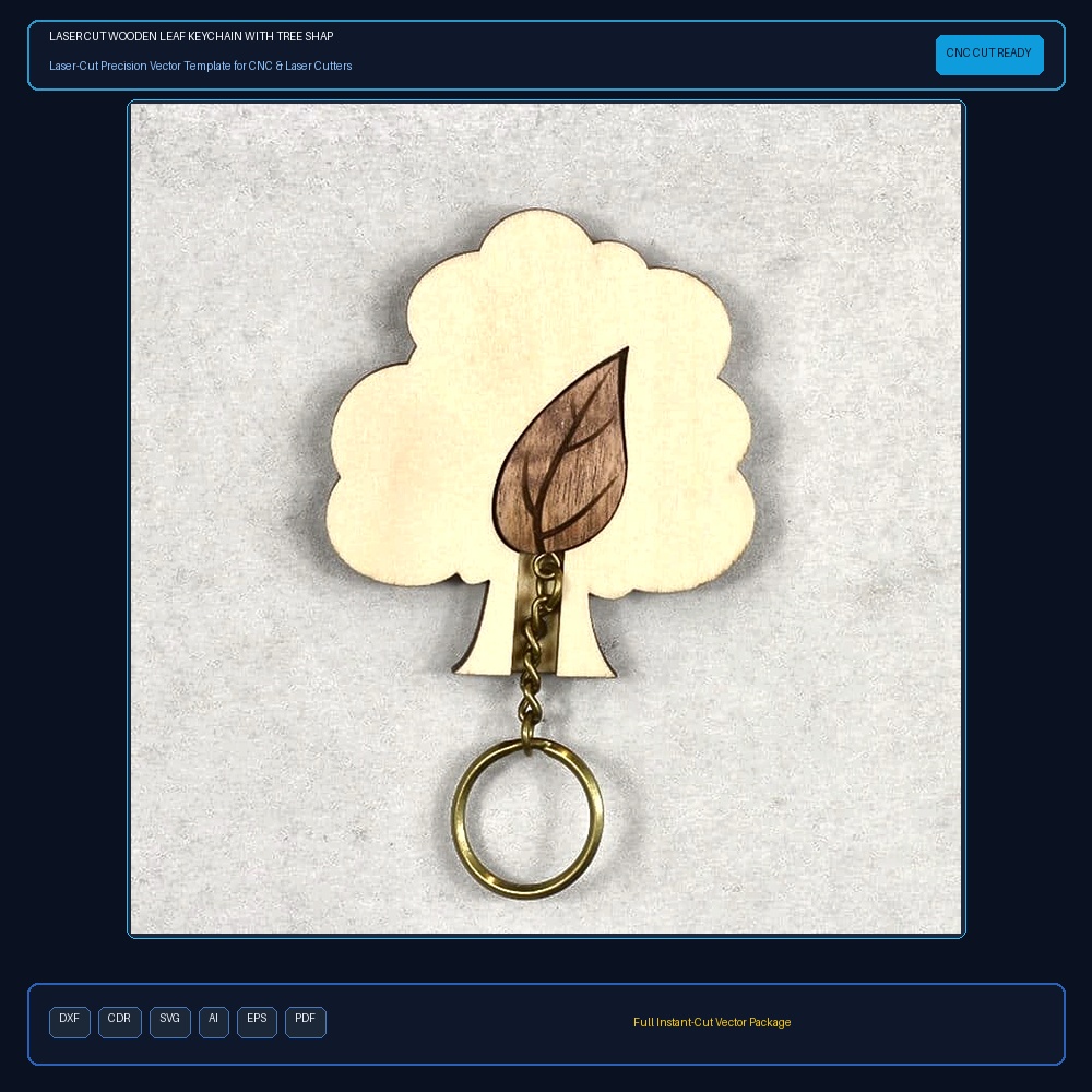 Laser Cut Wooden Leaf Keychain With Tree Shape Wall Key Holder