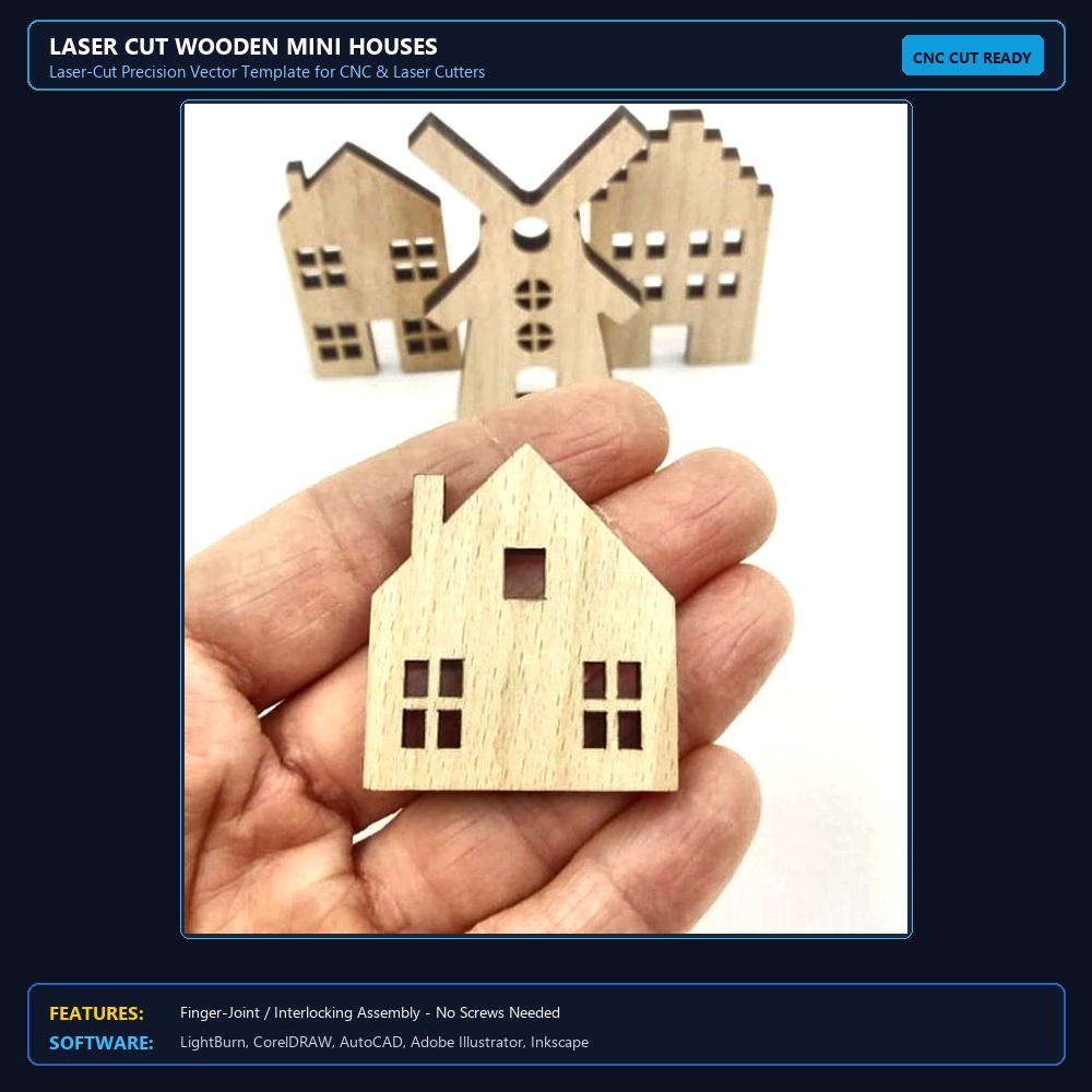 Laser Cut Wooden Mini Houses View 3