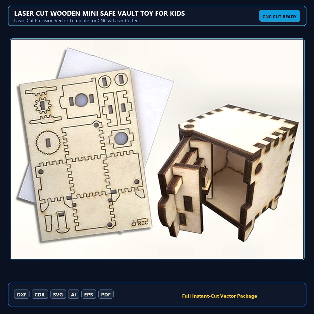 Laser Cut Wooden Mini Safe Vault Toy For Kids