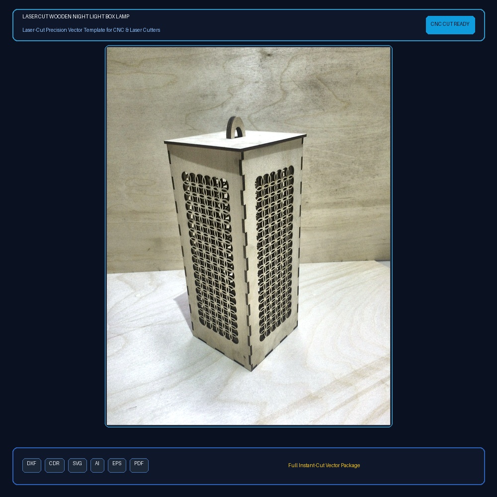Laser Cut Wooden Night Light Box Lamp