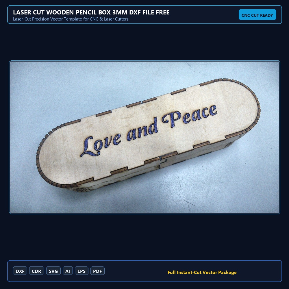 Laser Cut Wooden Pencil Box 3mm DXF File Free Download - 3axis.co