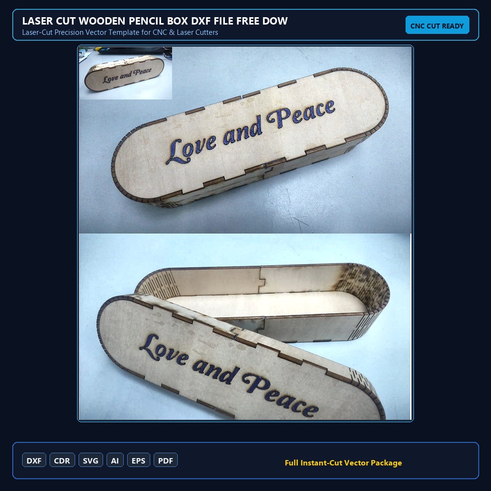 Laser Cut Wooden Pencil Box DXF File Free Download - 3axis.co
