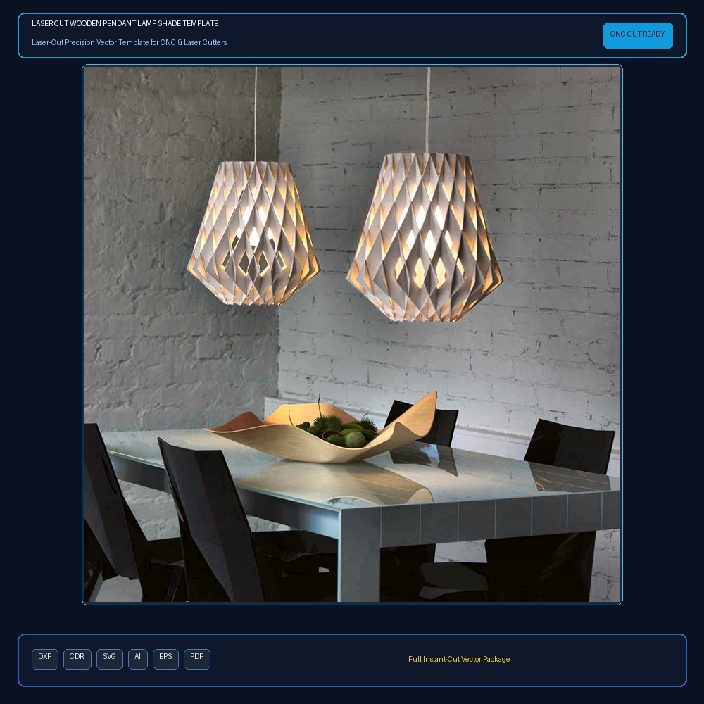 Laser Cut Wooden Pendant Lamp Shade Template