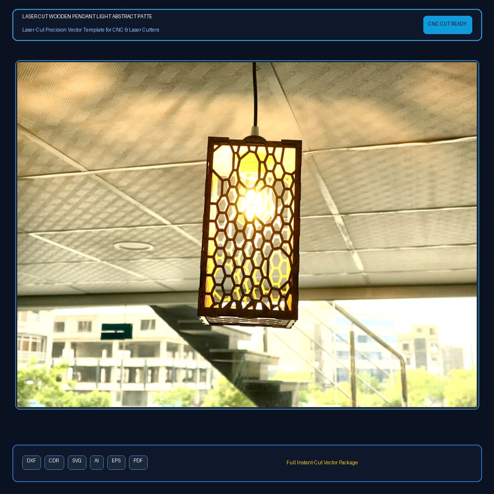 Laser Cut Wooden Pendant Light Abstract Pattern SVG DXF CDR AI PDF Free Download - 3axis.co