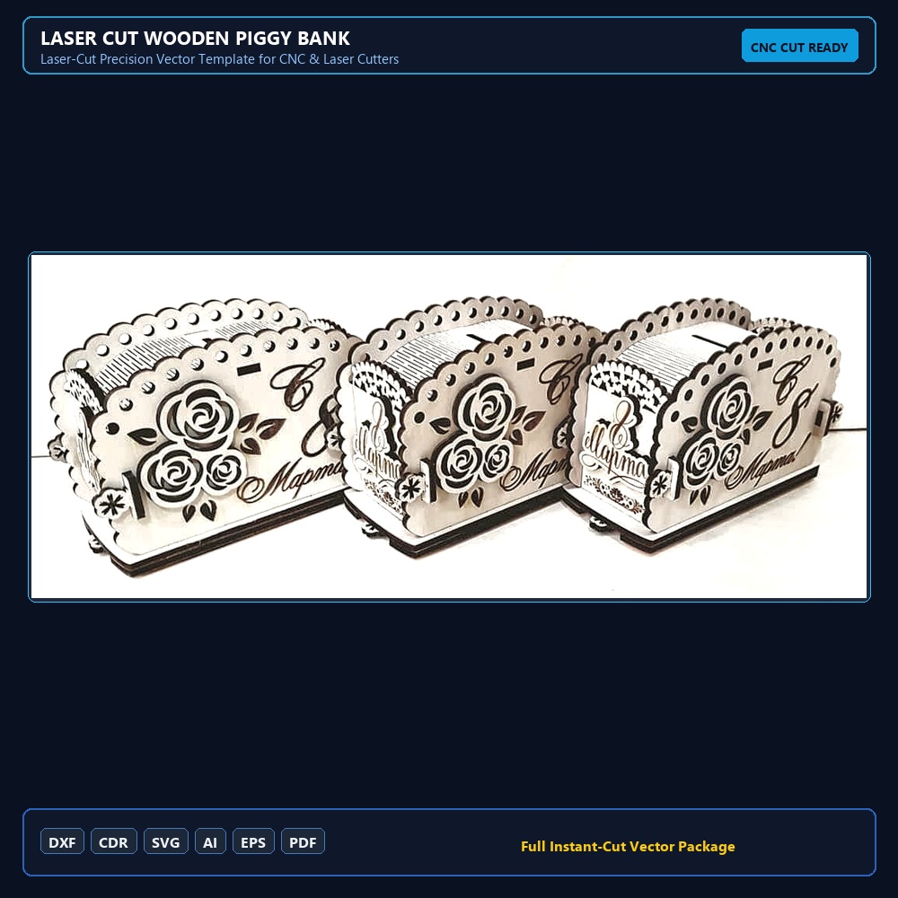 Laser Cut Wooden Piggy Bank