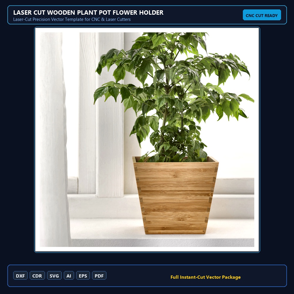 Laser Cut Wooden Plant Pot Flower Holder