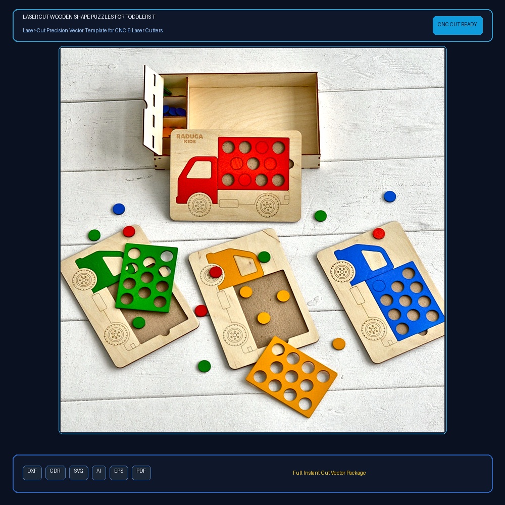 Laser Cut Wooden Shape Puzzles For Toddlers Truck Peg Puzzle
