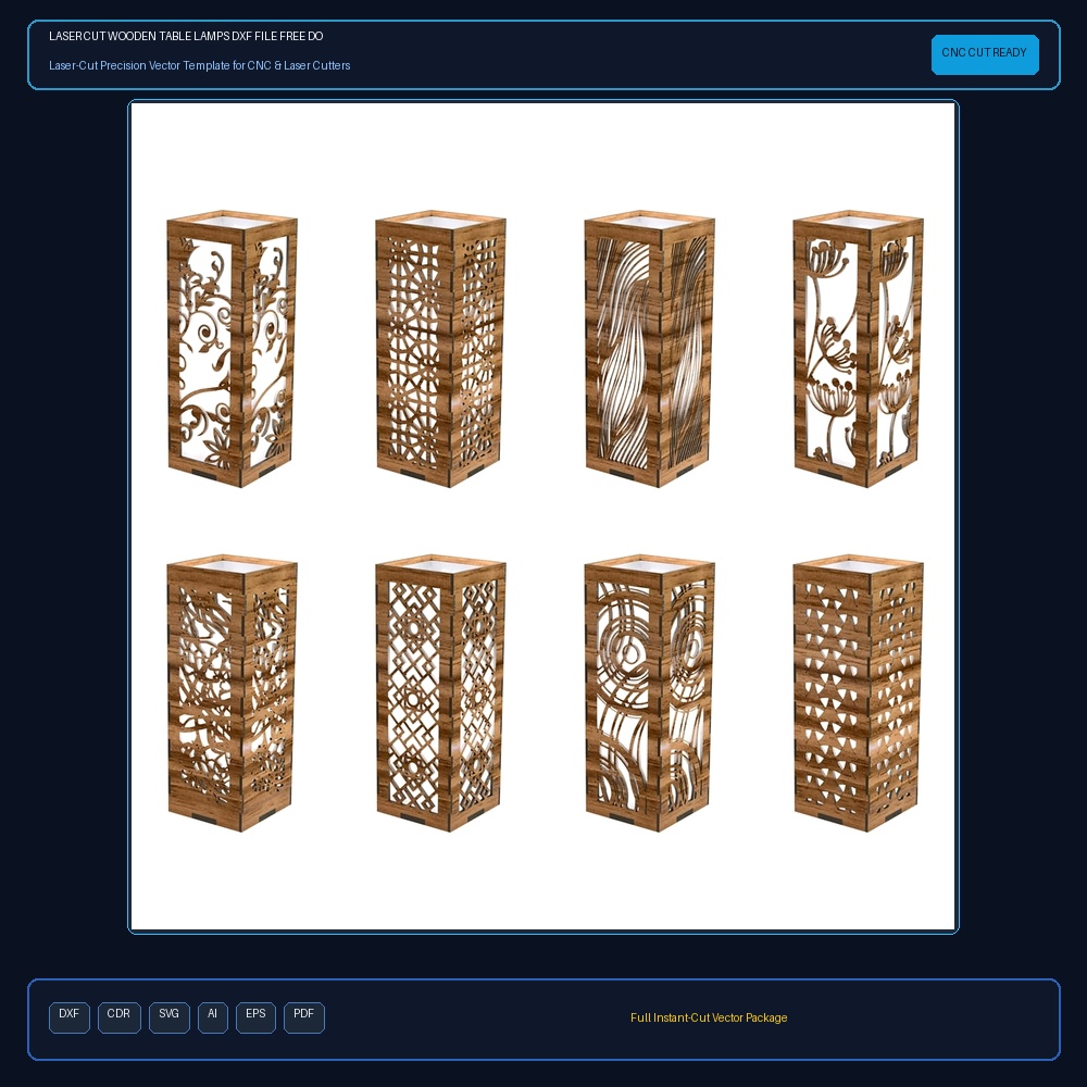 Laser Cut Wooden Table Lamps DXF File Free Download - 3axis.co