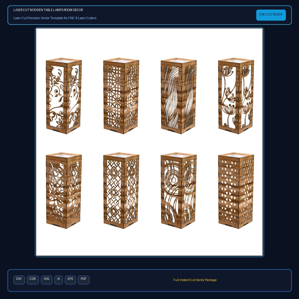 Laser Cut Wooden Table Lamps Room Decor