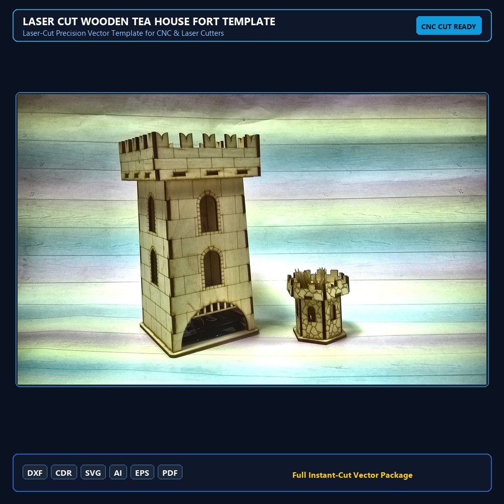 Laser Cut Wooden Tea House Fort Template