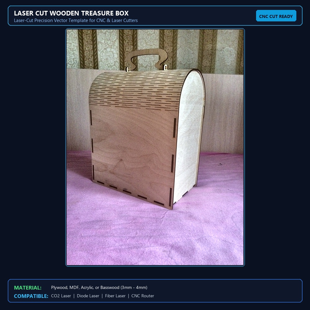Laser Cut Wooden Treasure Box View 2