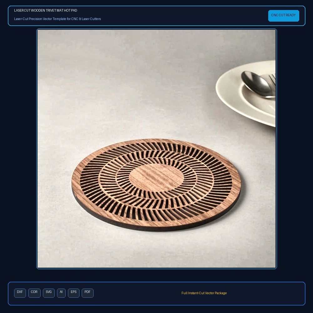 Laser Cut Wooden Trivet Mat Hot Pad