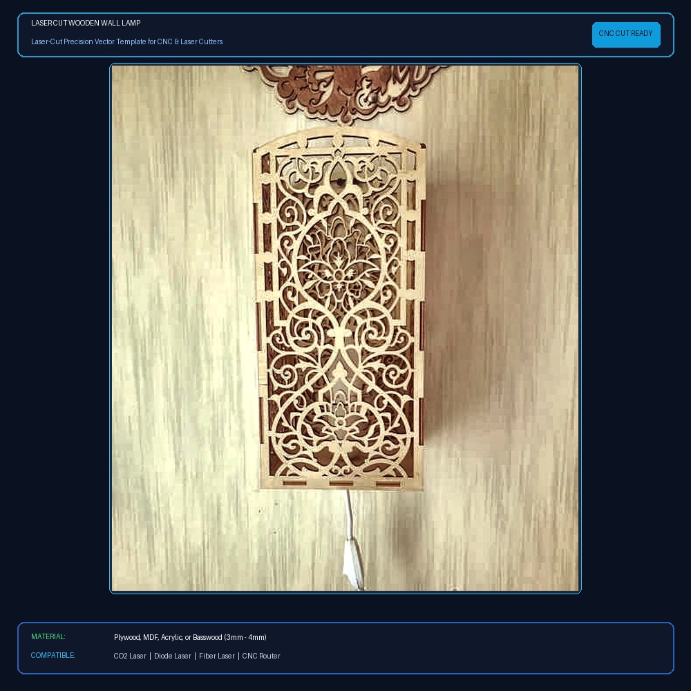 Laser Cut Wooden Wall Lamp View 2
