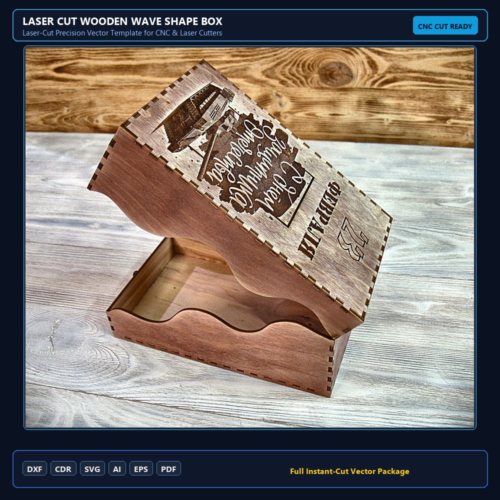 Laser Cut Wooden Wave Shape Box