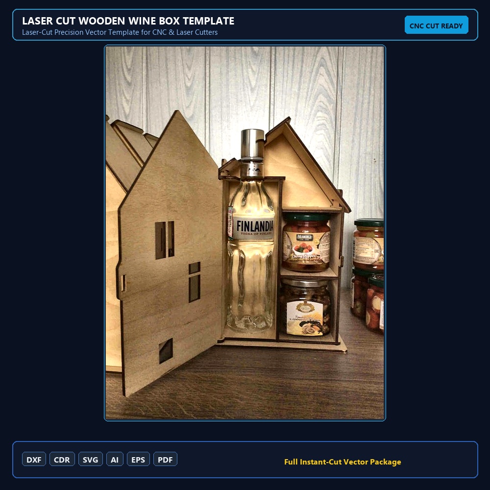 Laser Cut Wooden Wine Box Template