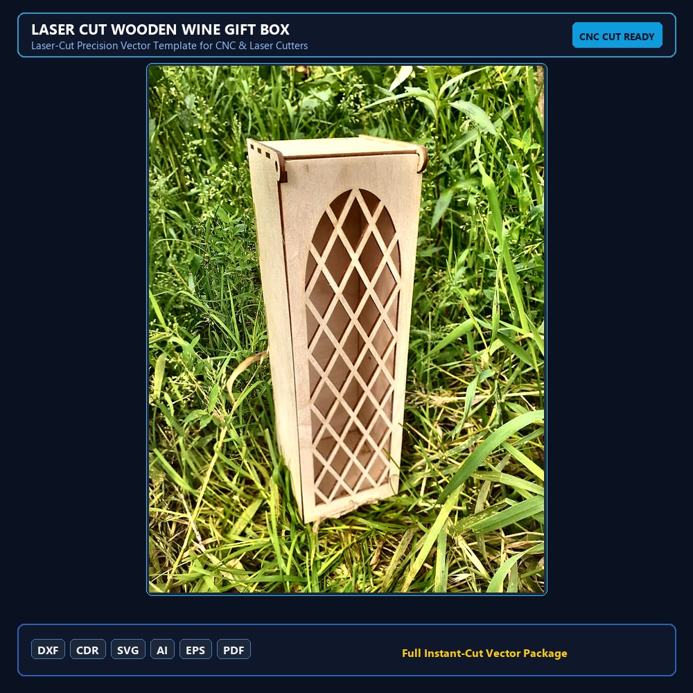 Laser Cut Wooden Wine Gift Box