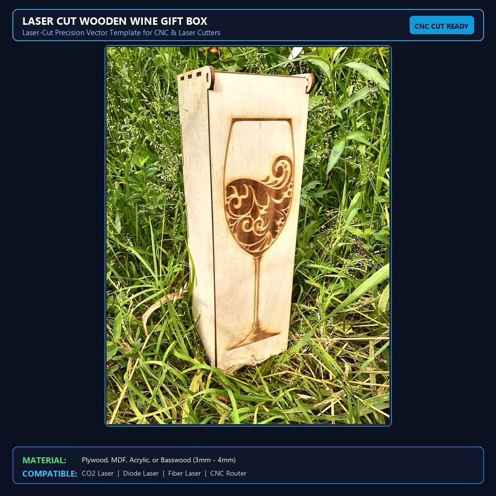 Laser Cut Wooden Wine Gift Box View 2