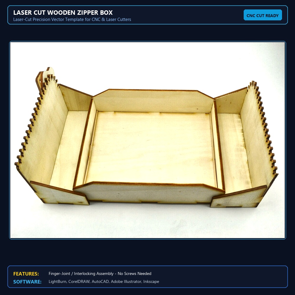 Laser Cut Wooden Zipper Box View 4
