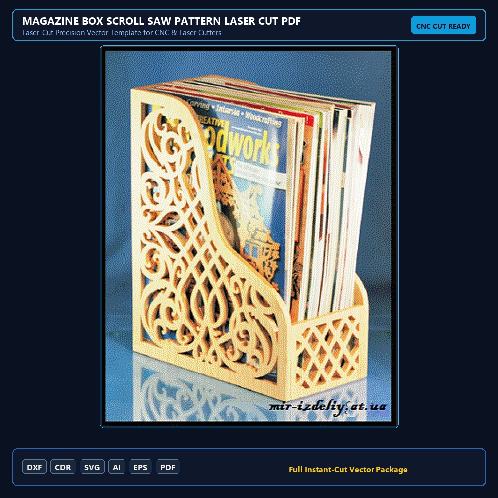 Magazine Box Scroll Saw Pattern Laser Cut PDF File Free Download - 3axis.co