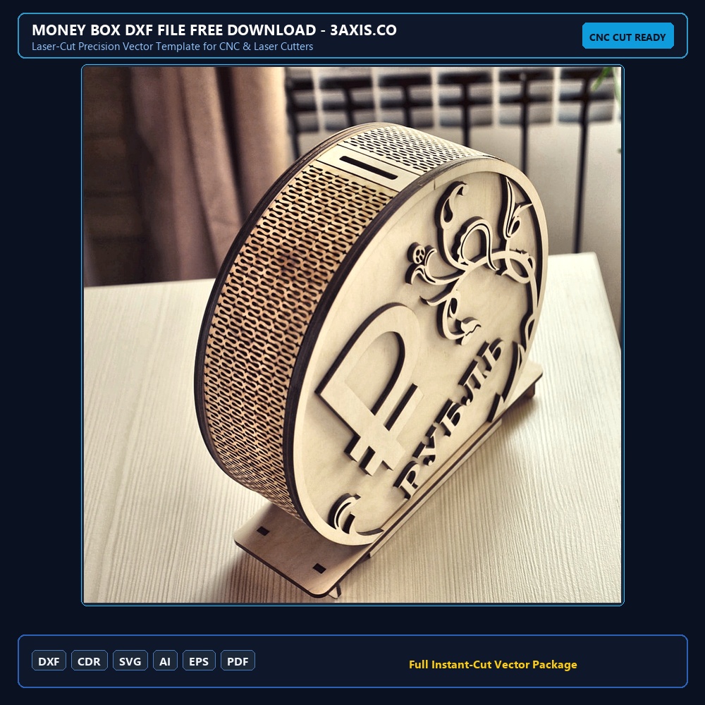 Money Box DXF File Free Download - 3axis.co