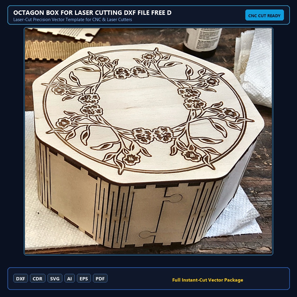 Octagon Box for Laser cutting dxf File Free Download - 3axis.co