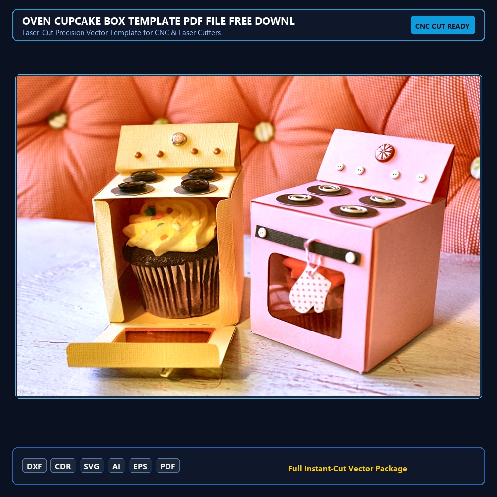 Oven Cupcake Box Template PDF File Free Download - 3axis.co