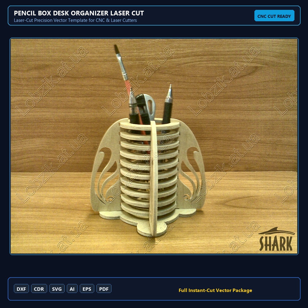 Pencil Box Desk Organizer Laser Cut
