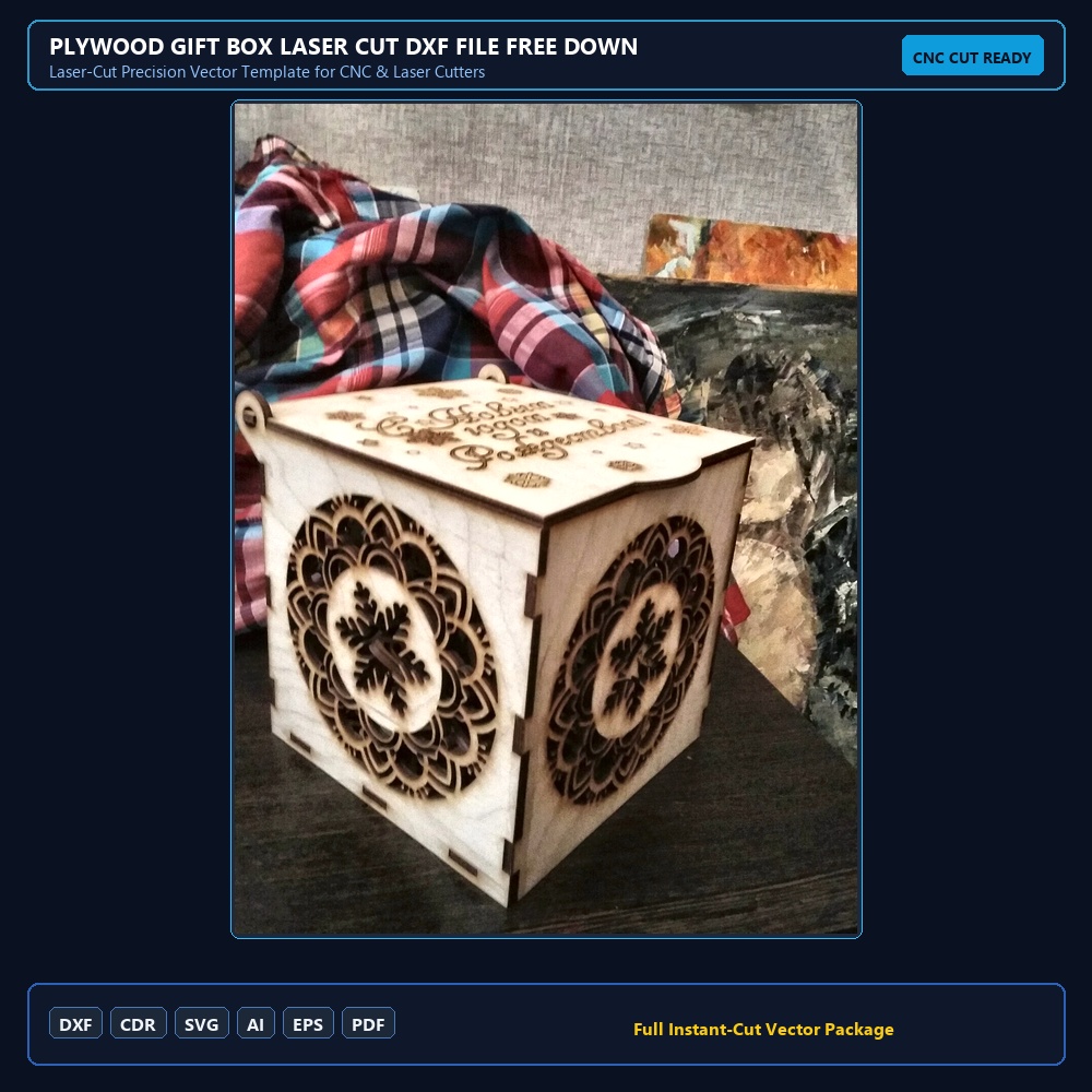 Plywood Gift Box Laser Cut DXF File Free Download - 3axis.co