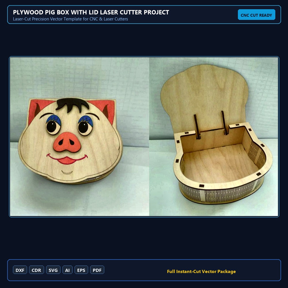 Plywood Pig Box With Lid Laser Cutter Project