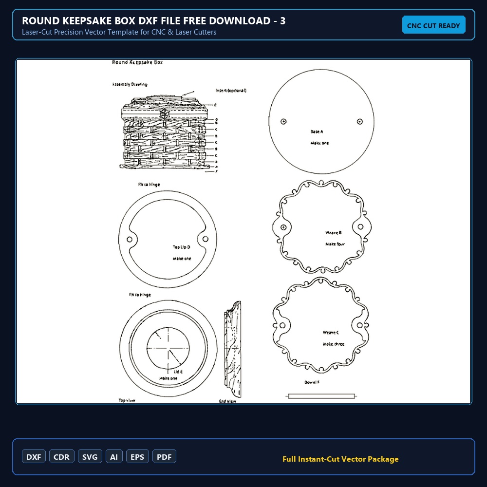 Round Keepsake Box dxf File Free Download - 3axis.co
