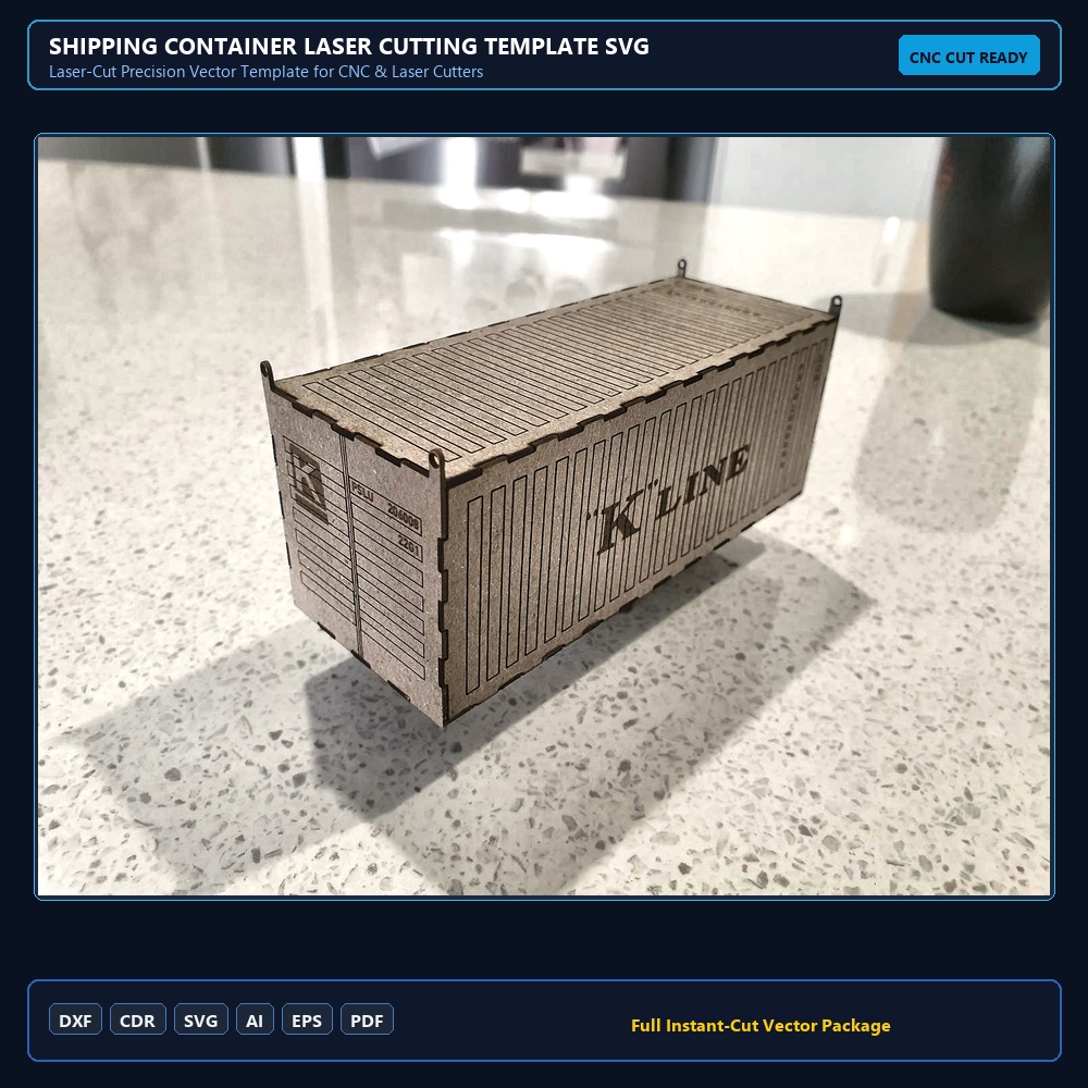 Shipping Container Laser Cutting Template SVG File Free Download - 3axis.co