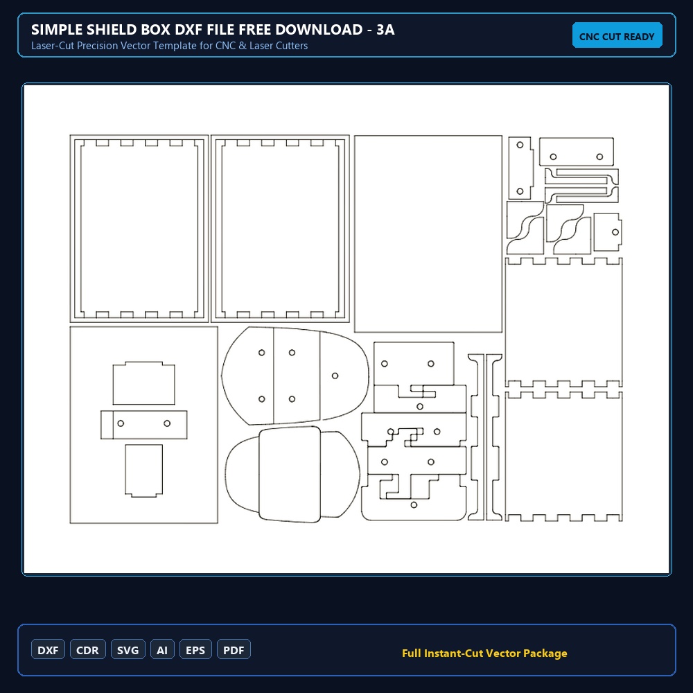 Simple Shield Box dxf File Free Download - 3axis.co