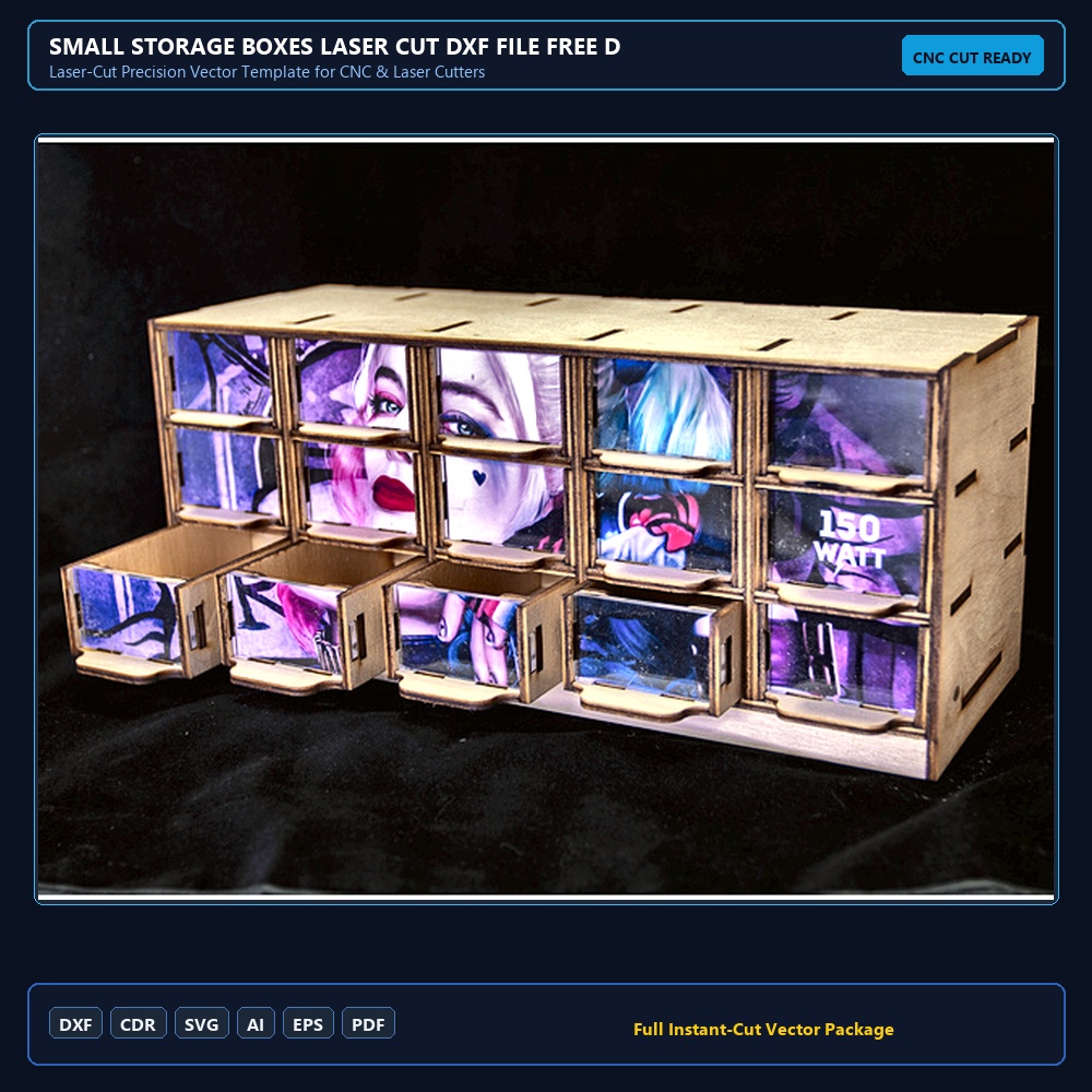 Small Storage Boxes Laser Cut DXF File Free Download - 3axis.co