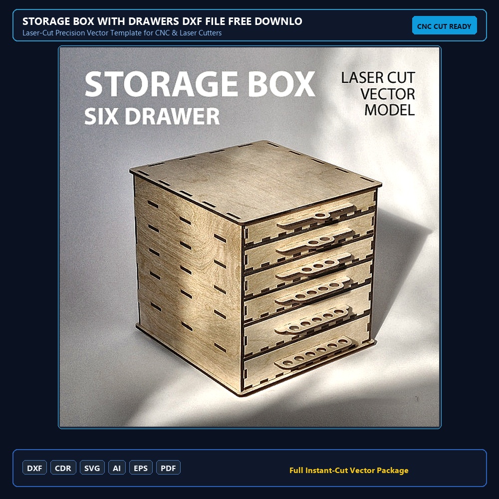 Storage Box with Drawers DXF File Free Download - 3axis.co