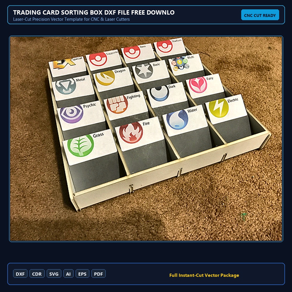 Trading Card Sorting Box DXF File Free Download - 3axis.co