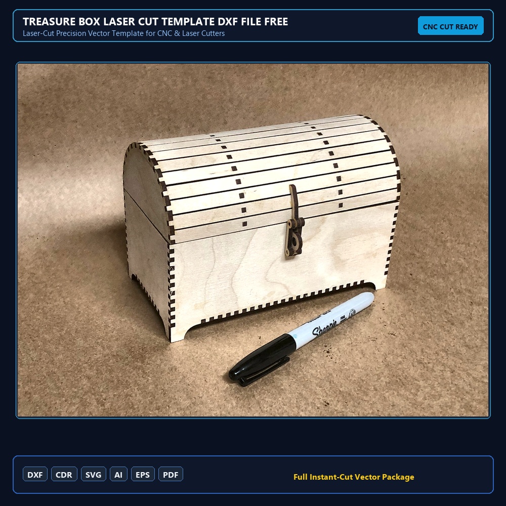 Treasure Box Laser Cut Template DXF File Free Download - 3axis.co