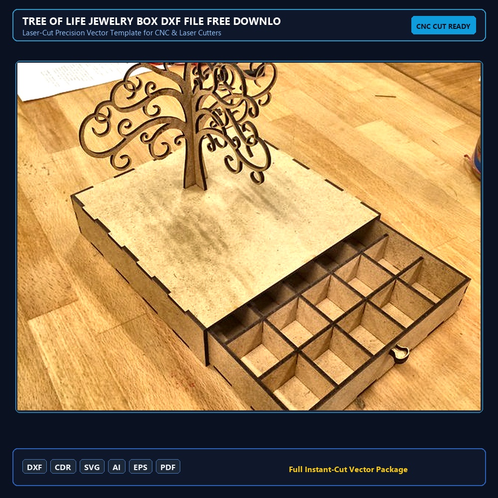 Tree of Life Jewelry Box DXF File Free Download - 3axis.co