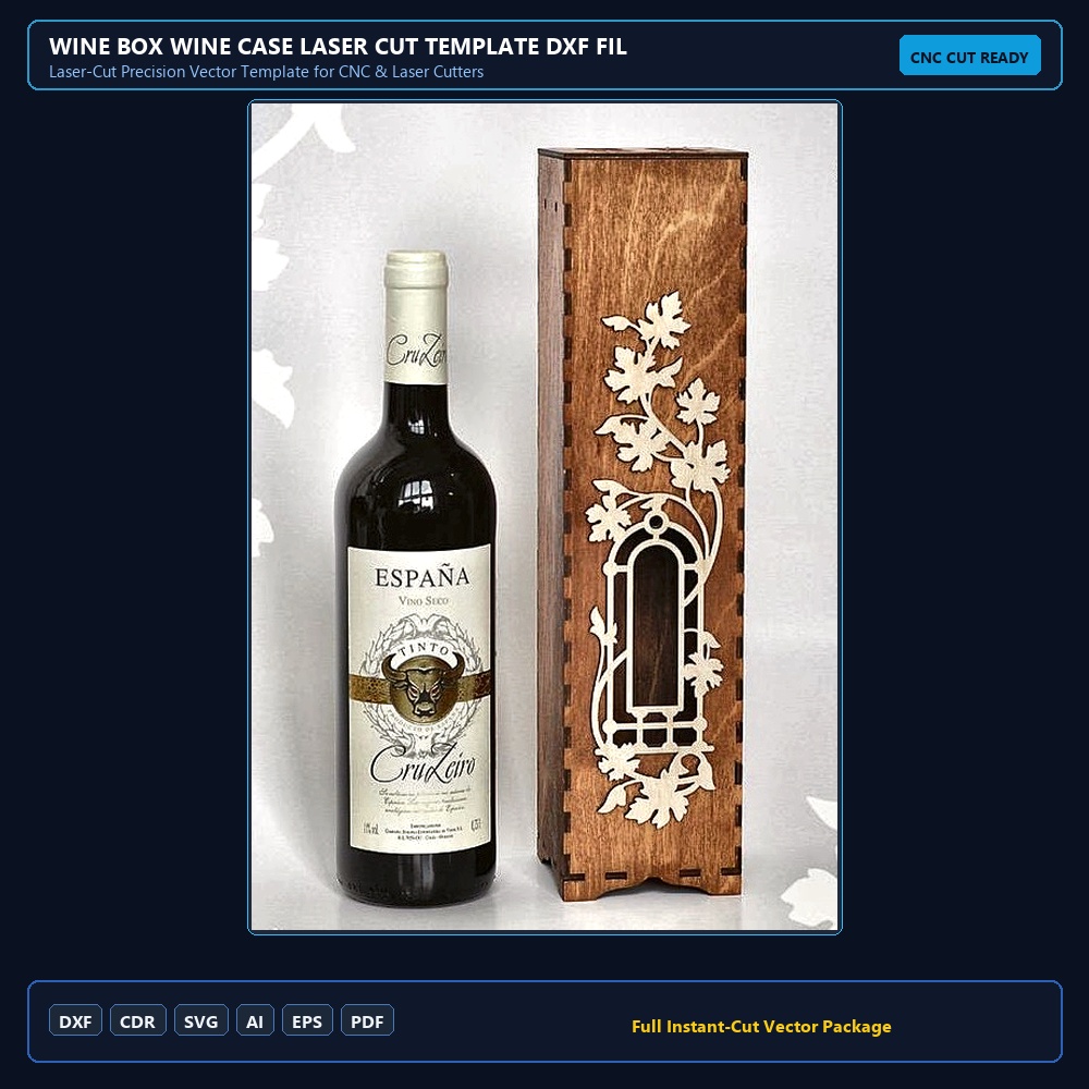 Wine Box Wine Case Laser Cut Template DXF File Free Download - 3axis.co