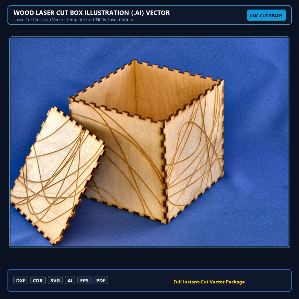 Wood Laser Cut Box Illustration (.ai) vector file free download - 3axis.co