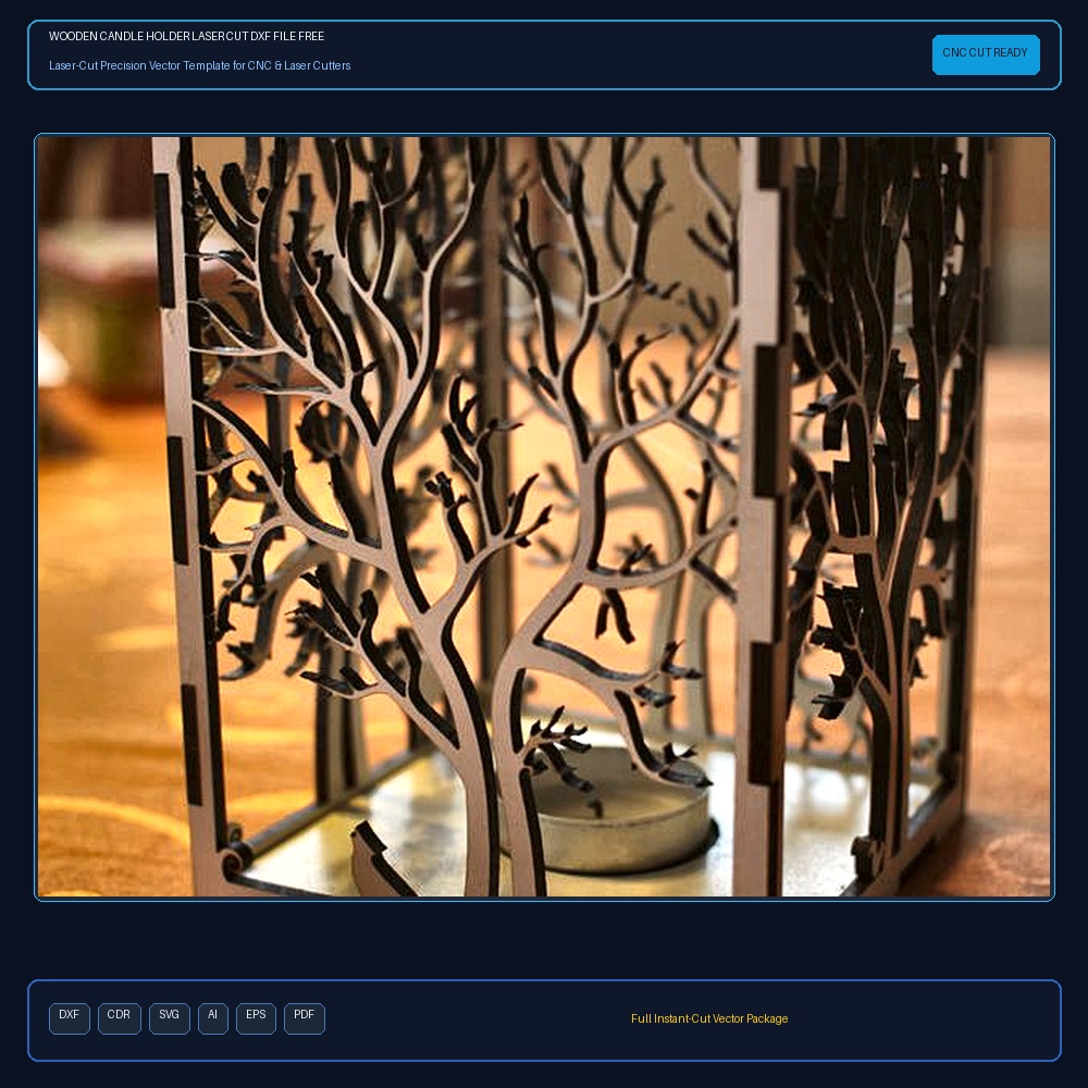 Wooden Candle Holder Laser Cut DXF File Free Download - 3axis.co