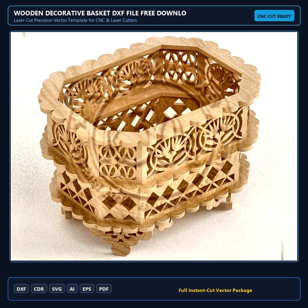 Wooden Decorative Basket DXF File Free Download - 3axis.co