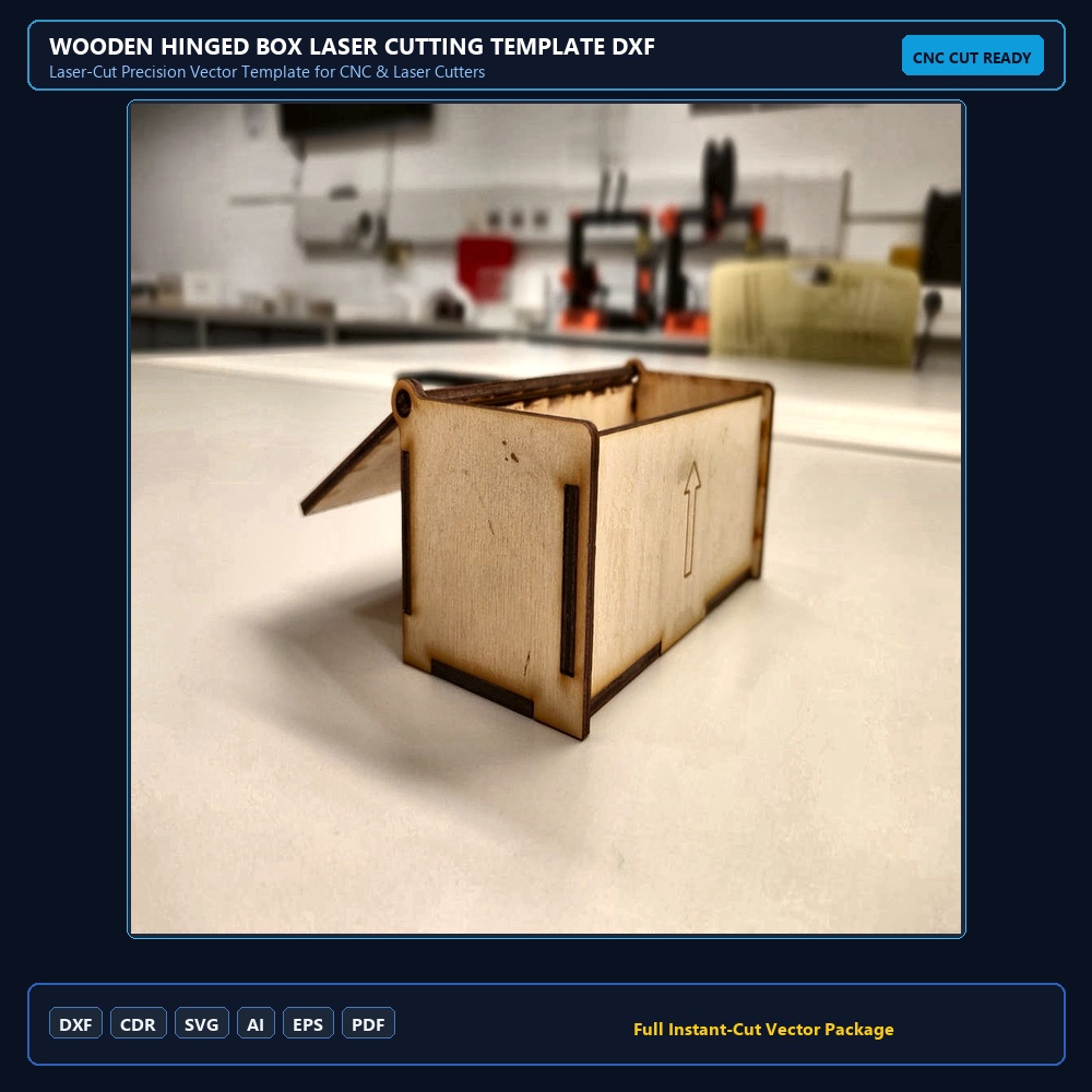 Wooden Hinged Box Laser Cutting Template DXF File Free Download - 3axis.co
