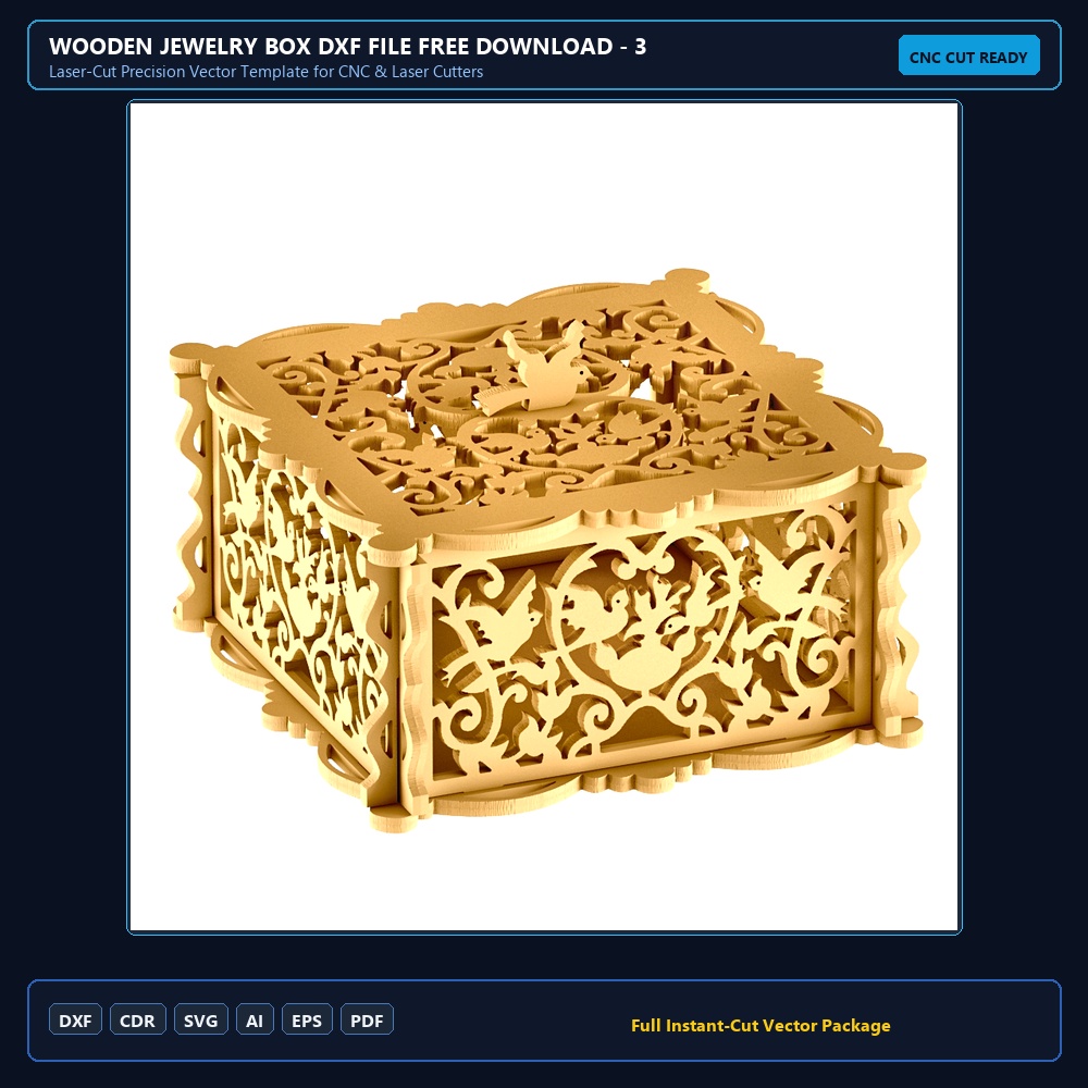 Wooden Jewelry Box DXF File Free Download - 3axis.co