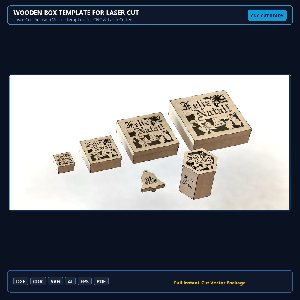Wooden box template for laser cut